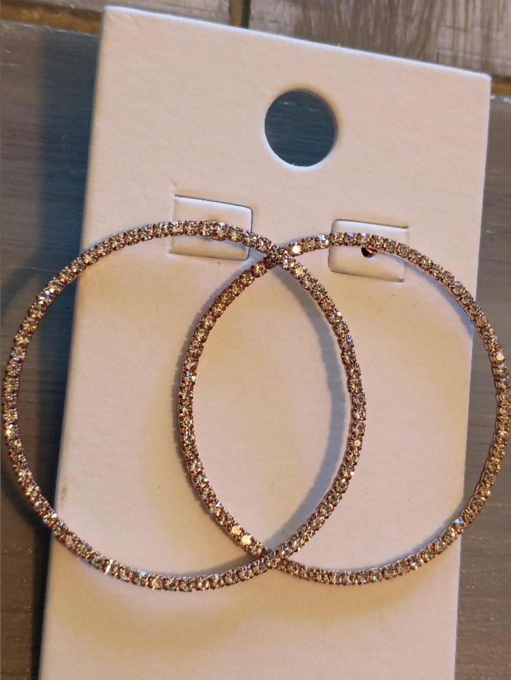 Express Diamond Studded Rose Gold Hoop Earrings